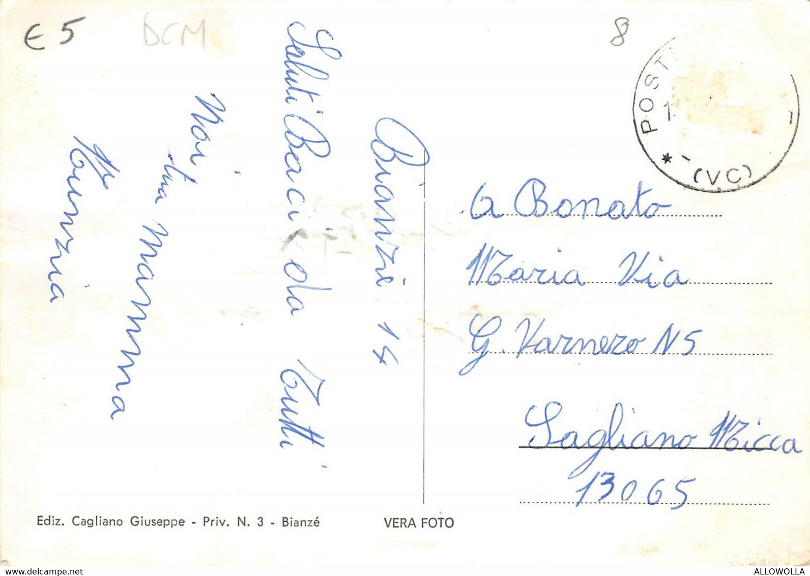 9721" SALUTI DA BIANZE' " 4 VEDUTE-VERA FOTO-CARTOLINA SPEDITA - Souvenir De...