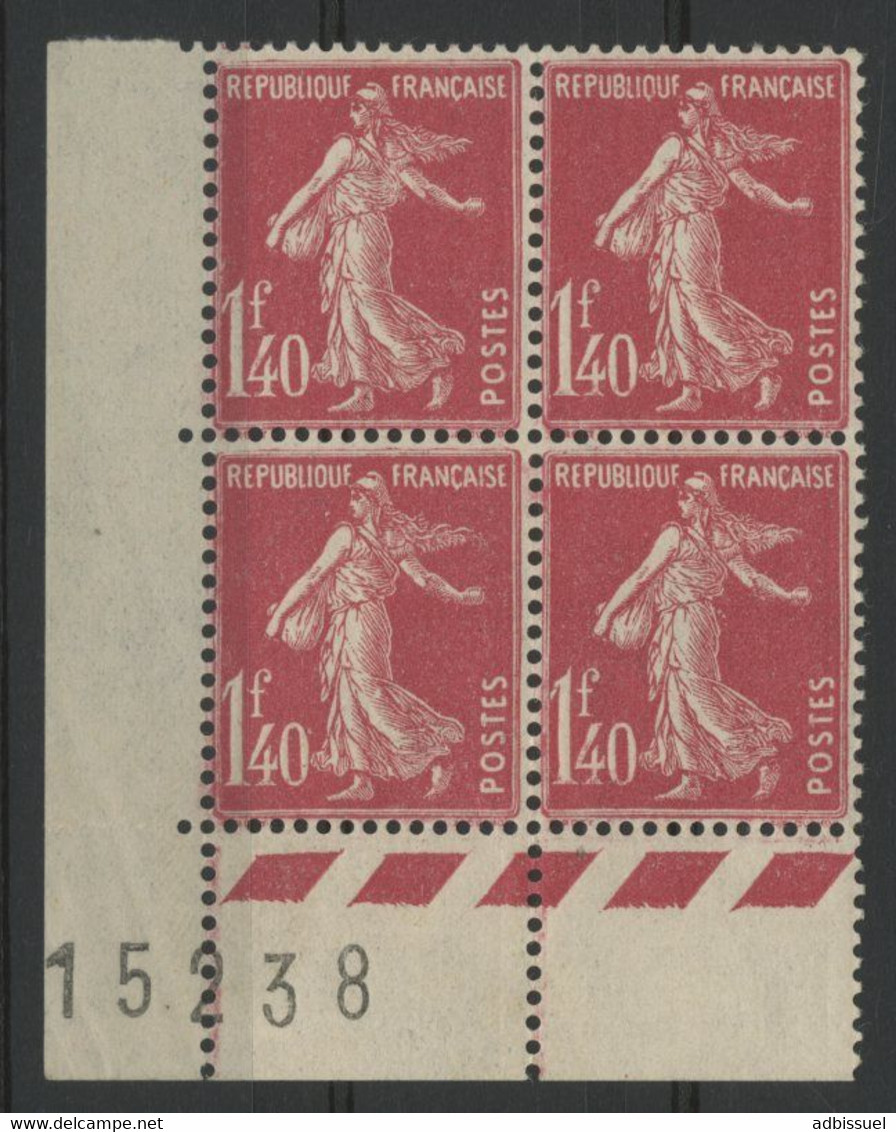 N° 194 (x4) COTE 200 € Neufs ** (MNH). Avec Coin De Feuille Numéroté "15238" - 1906-38 Semeuse Con Cameo