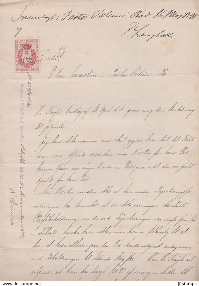 1891. DANMARK. Document Related To The Distribution Of Inheritance On 3handwritten Pa... () - JF367115 - Fiscali