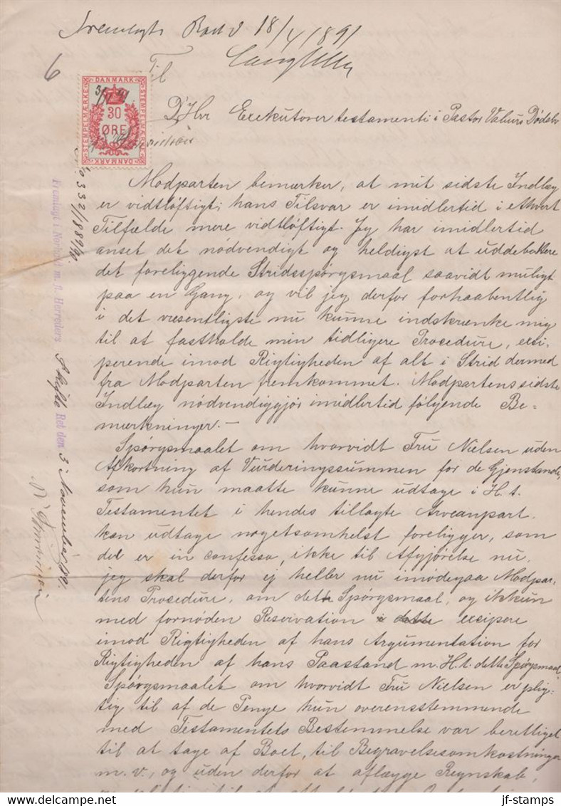 1891. DANMARK. Document Related To The Distribution Of Inheritance On 12 Handwritten ... () - JF367116 - Fiscali