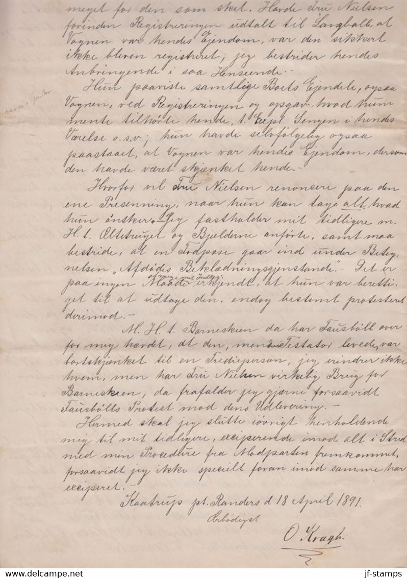 1891. DANMARK. Document Related To The Distribution Of Inheritance On 12 Handwritten ... () - JF367116 - Fiscali