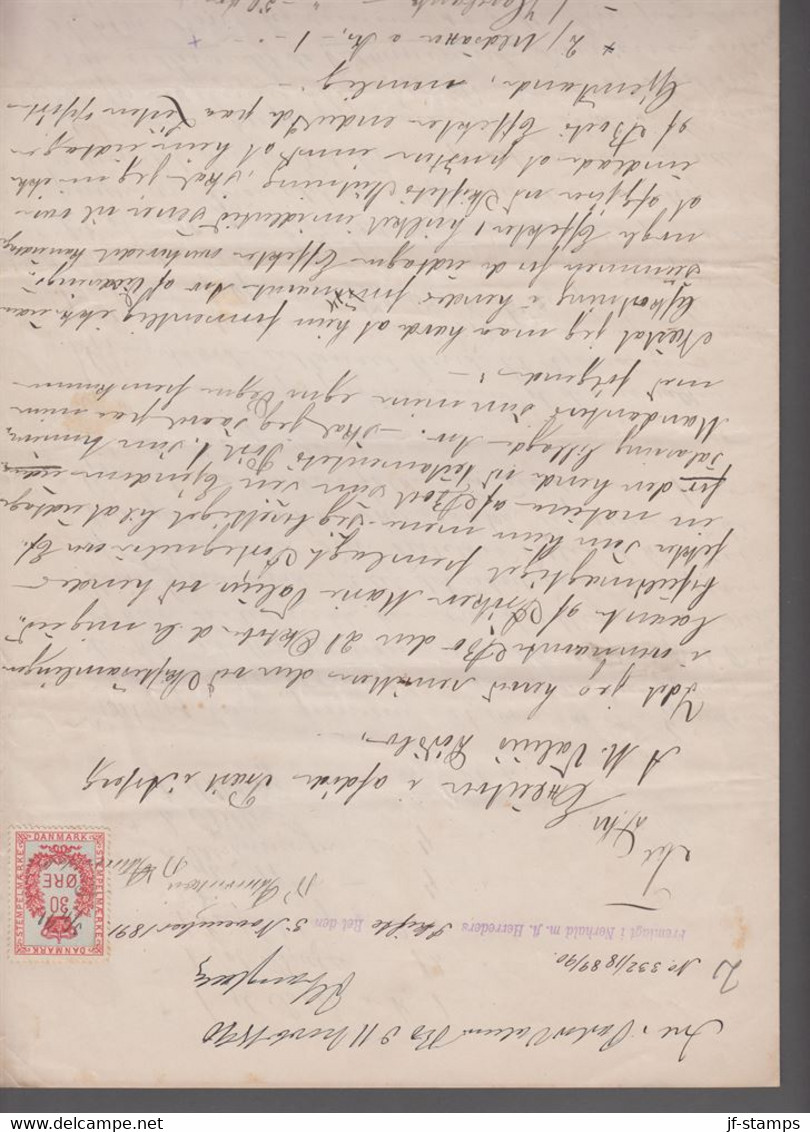 1891. DANMARK. Document Related To The Distribution Of Inheritance On 2 Handwritten P... () - JF367118 - Fiscali