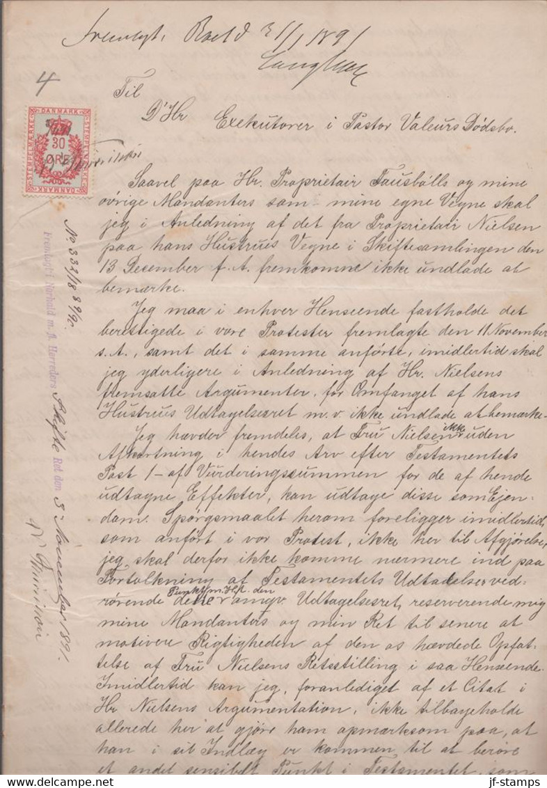 1891. DANMARK. Document Related To The Distribution Of Inheritance On 14 Handwritten ... () - JF367120 - Fiscali