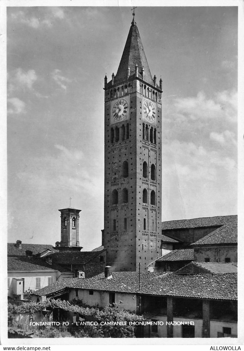 9732"FONTANETO PO-L'ANTICO CAMPANILE(MONUMENTO NAZIONALE)"-VERA FOTO-CARTOLINA SPEDITA 1950 - Vercelli