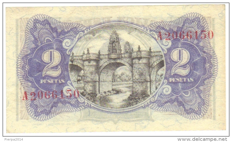 BILLETE DE ESPAÑA DE 2 PTAS DEL AÑO 1938 SERIE A REPUBLICA ESPAÑOLA - 1-2 Pesetas