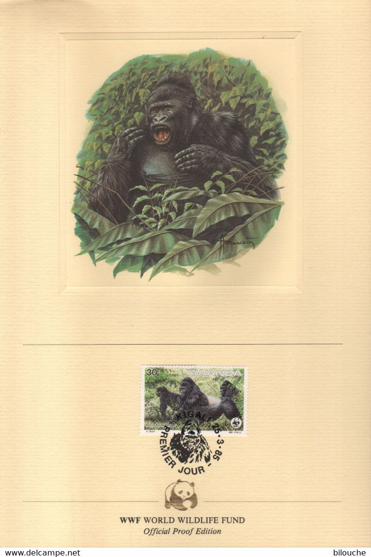 BUZIN / WWF / RWANDA 1985 / COB 1227-1230 / GORILLES DE MONTAGNE / 4 OFFICIAL PROOF EDITION / FORMAT NORMAL - 1985-.. Pájaros (Buzin)