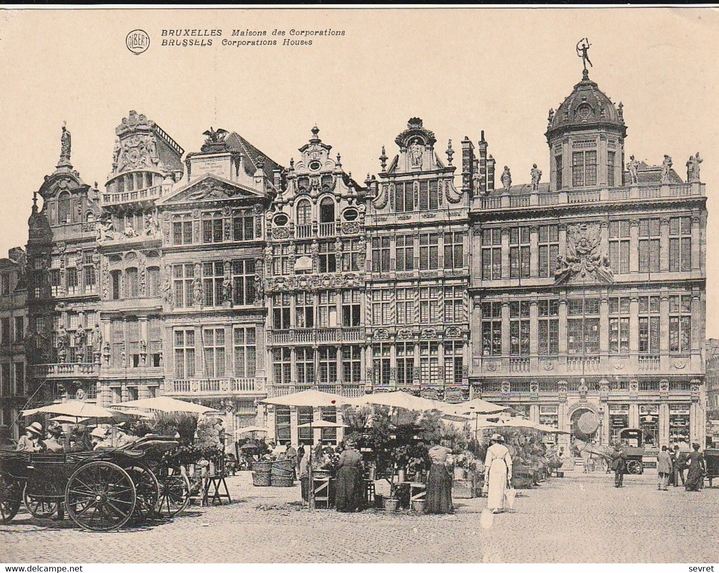 BRUXELLES -  Maisons Des Corporations . Jour De  Marché.  Carte Géante 14x18. Rare - Markten