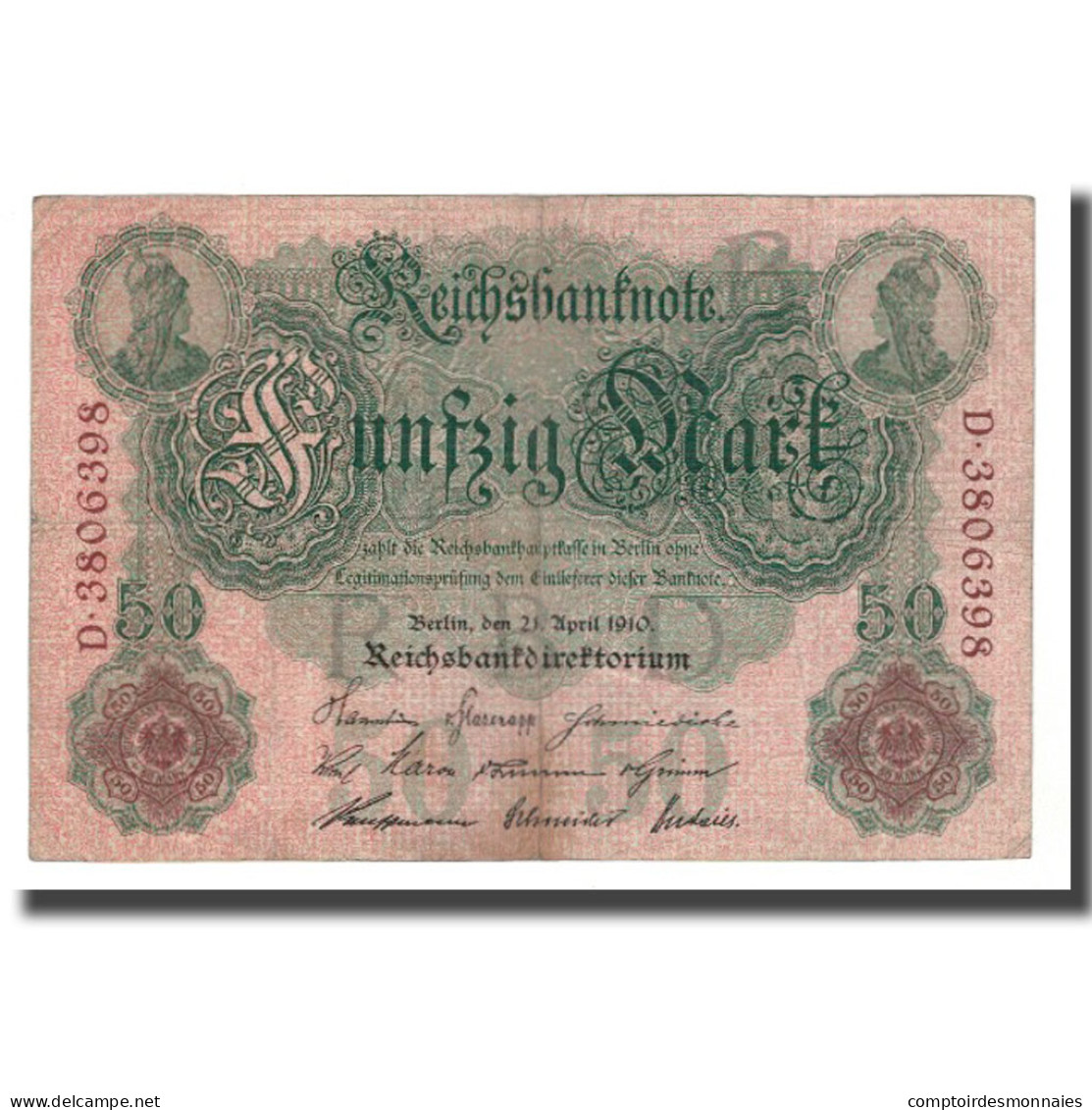 Billet, Allemagne, 50 Mark, 1910, 1910-04-21, KM:41, TTB+ - 50 Mark