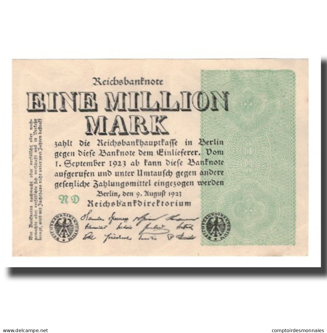 Billet, Allemagne, 1 Million Mark, 1923, 1923-08-09, KM:102c, SUP - 1 Million Mark