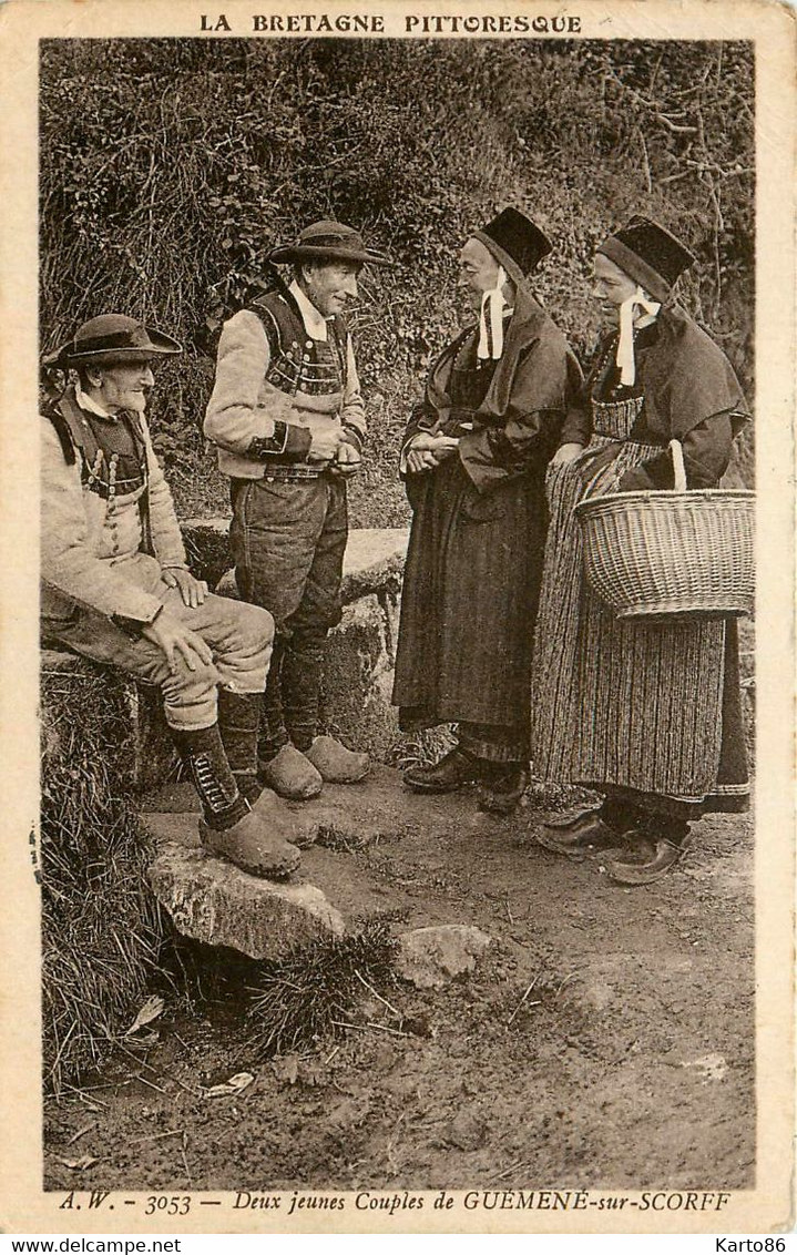 Guémené Sur Scorff * Deux Jeunes Couples Du Pays * Coiffe Type Personnage - Guemene Sur Scorff