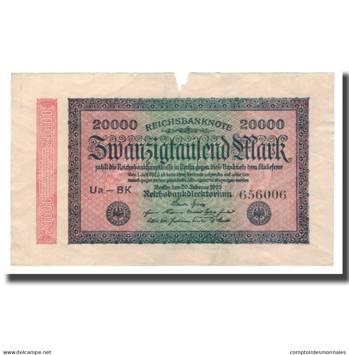 Billet, Allemagne, 20,000 Mark, 1923, 1923-02-20, KM:85b, TB+ - 20000 Mark