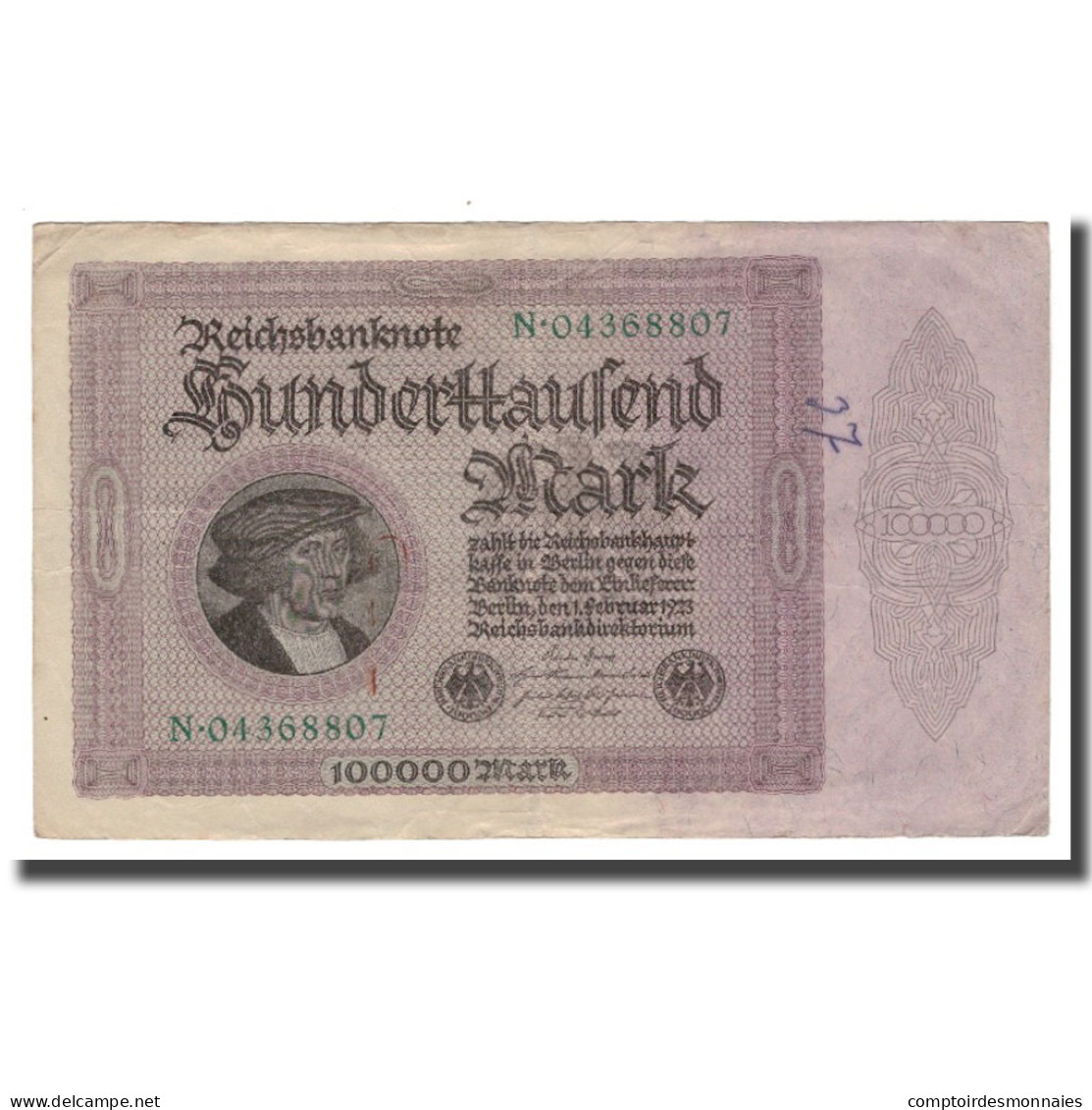 Billet, Allemagne, 100,000 Mark, 1923, 1923-02-01, KM:83a, TB - 100000 Mark