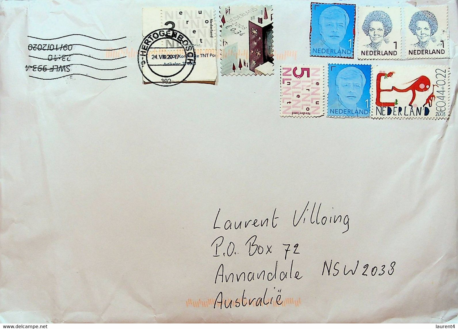 (Large Cover) Netherlands Letter Posted To Australia (with 8 Stamps) - Storia Postale