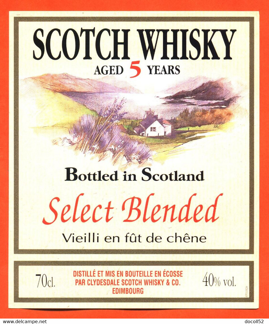 étiquette De Scotch Whisky D'écosse 5 Ans D'age Clydesdale à Edimbourg "  70 Cl - Whisky