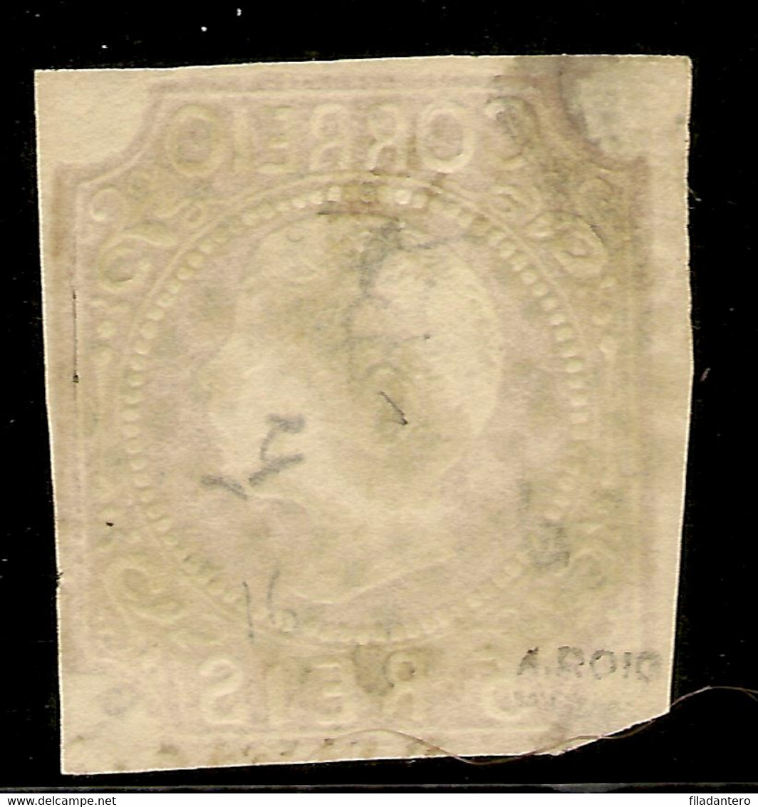 PORTUGAL  Yvert 5 (º)  5 Reis Castaño Rojizo  Pedro V  1855/1856  NL1440 - Gebraucht