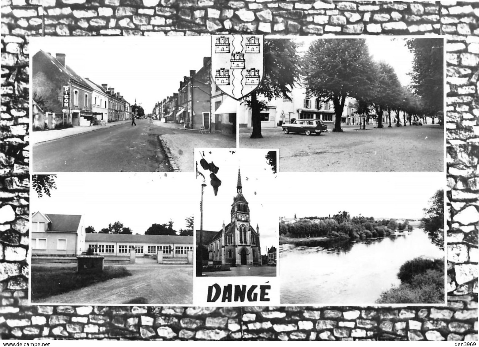 DANGE - La Route Nationale, La Place, La Vienne - L'Eglise, Le Groupe Scolaire - Blason -Editions Du Moulin Sartrouville - Dange Saint Romain