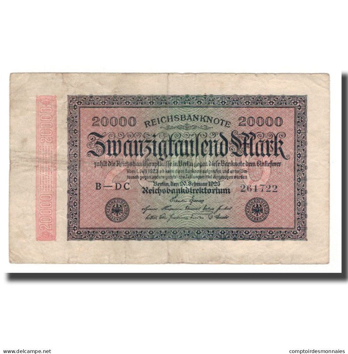 Billet, Allemagne, 20,000 Mark, 1923, 1923-02-20, KM:85a, TB+ - 20.000 Mark