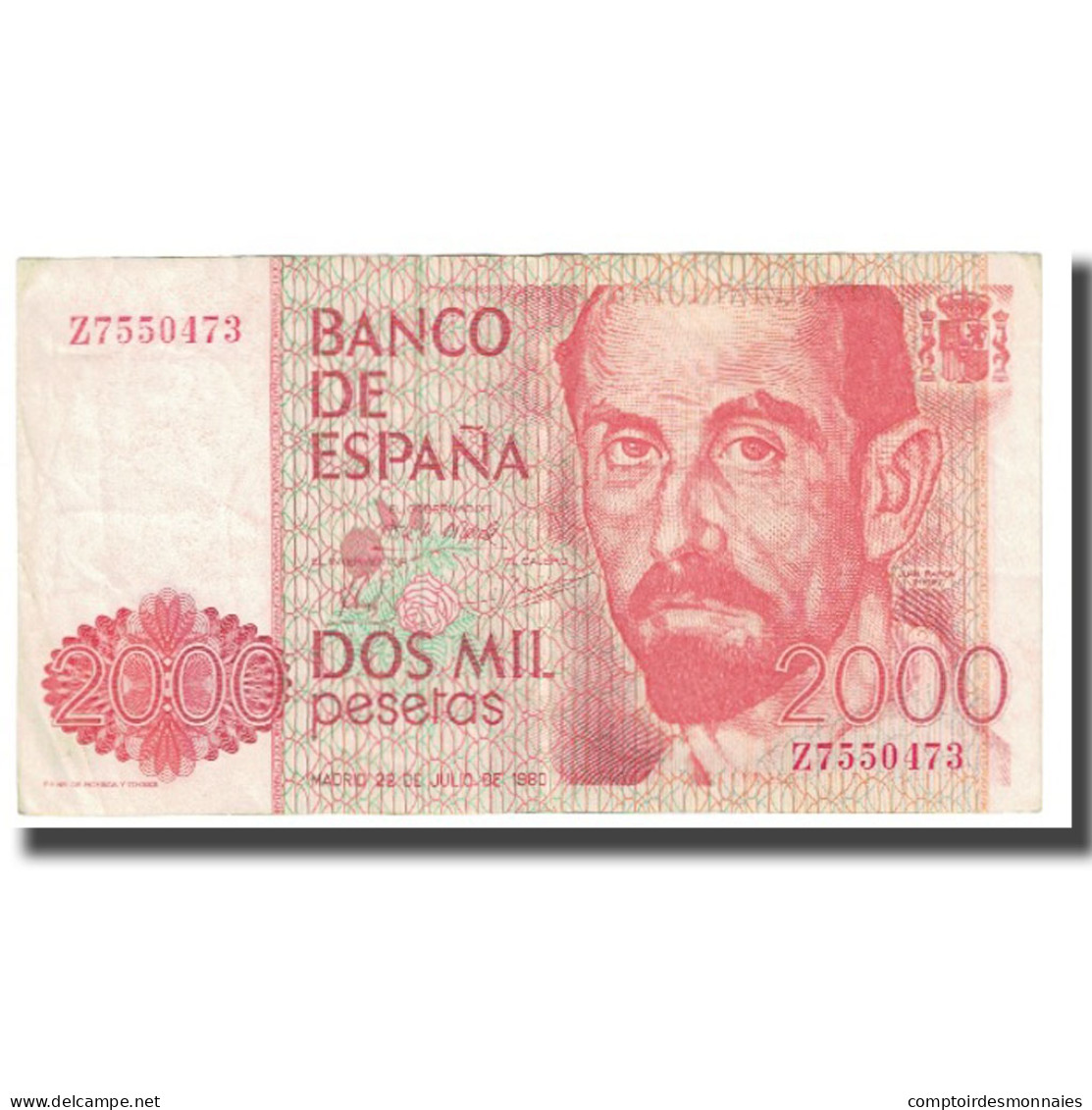 Billet, Espagne, 2000 Pesetas, 1980, 1980-07-22, KM:159, TTB - [ 4] 1975-… : Juan Carlos I