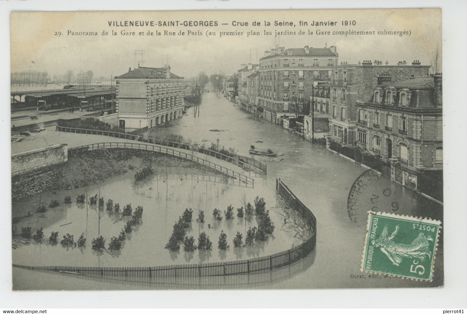 VILLENEUVE SAINT GEORGES - CRUE DE LA SEINE , Fin Janvier 1910 - Panorama De La Gare Et De La Rue De Paris - Villeneuve Saint Georges