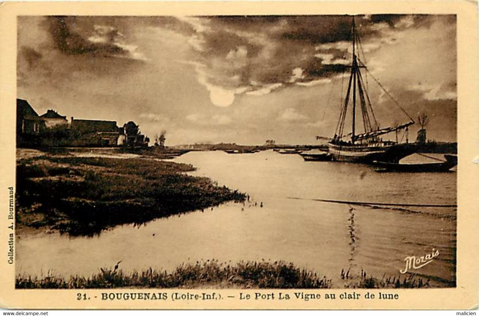 - D-div-ref-AV133- Loire Atlantique - Bouguenais - Port La Vigne Au Clair De Lune - Bateau - Effet De Nuit - - Bouguenais