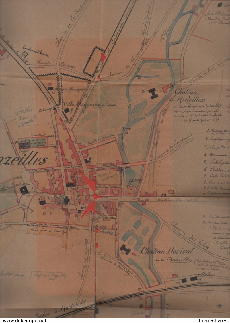 Bazeilles (08 Ardennes) Plan Autographe En Couleurs Du Village  Et De Ses Environs (état Voir La,description) (M0973) - Autres & Non Classés