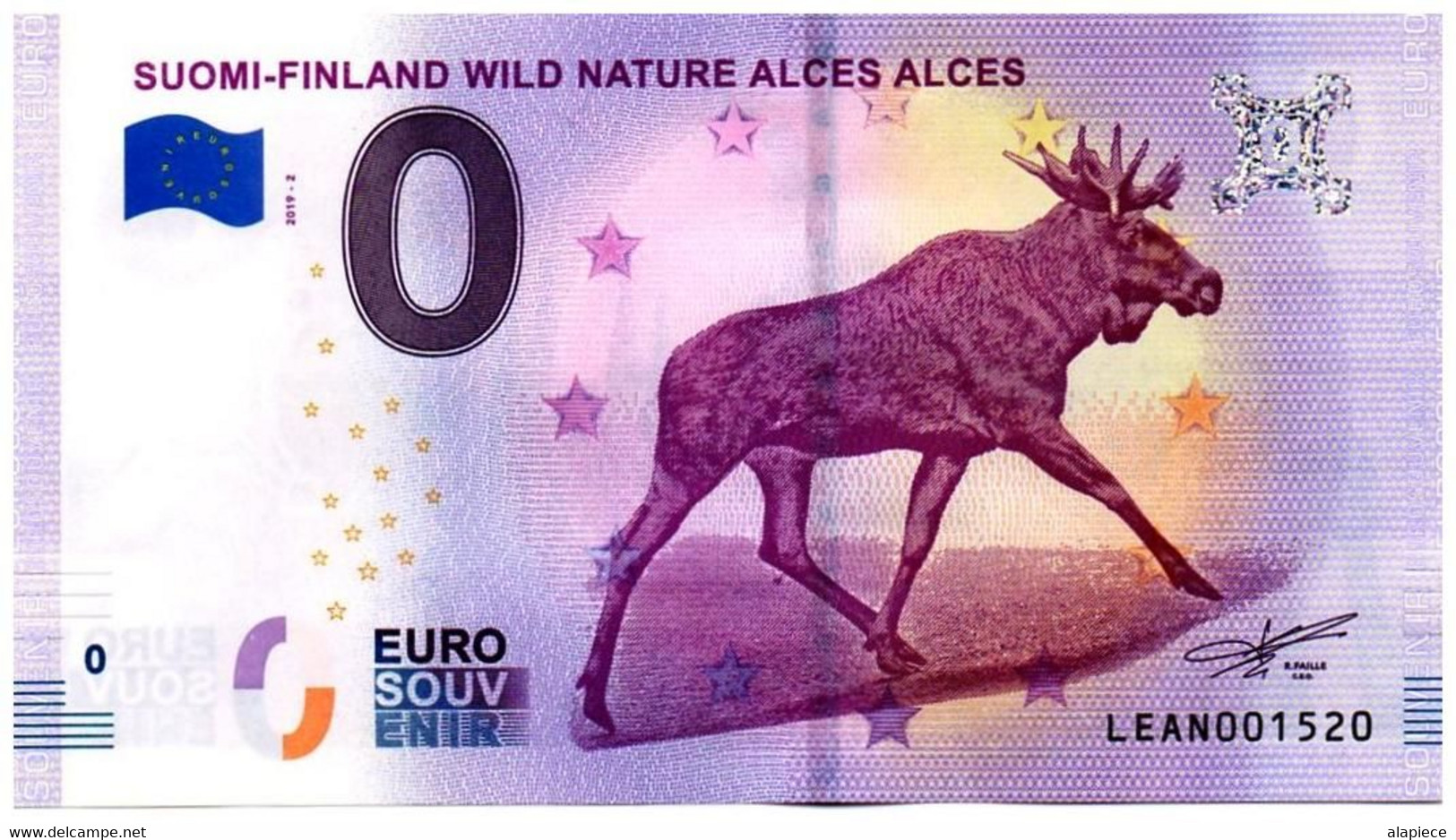 Billet Touristique - Finlande - 0 Euro - Wild Nature - Alces - (2019-2) - Essais Privés / Non-officiels