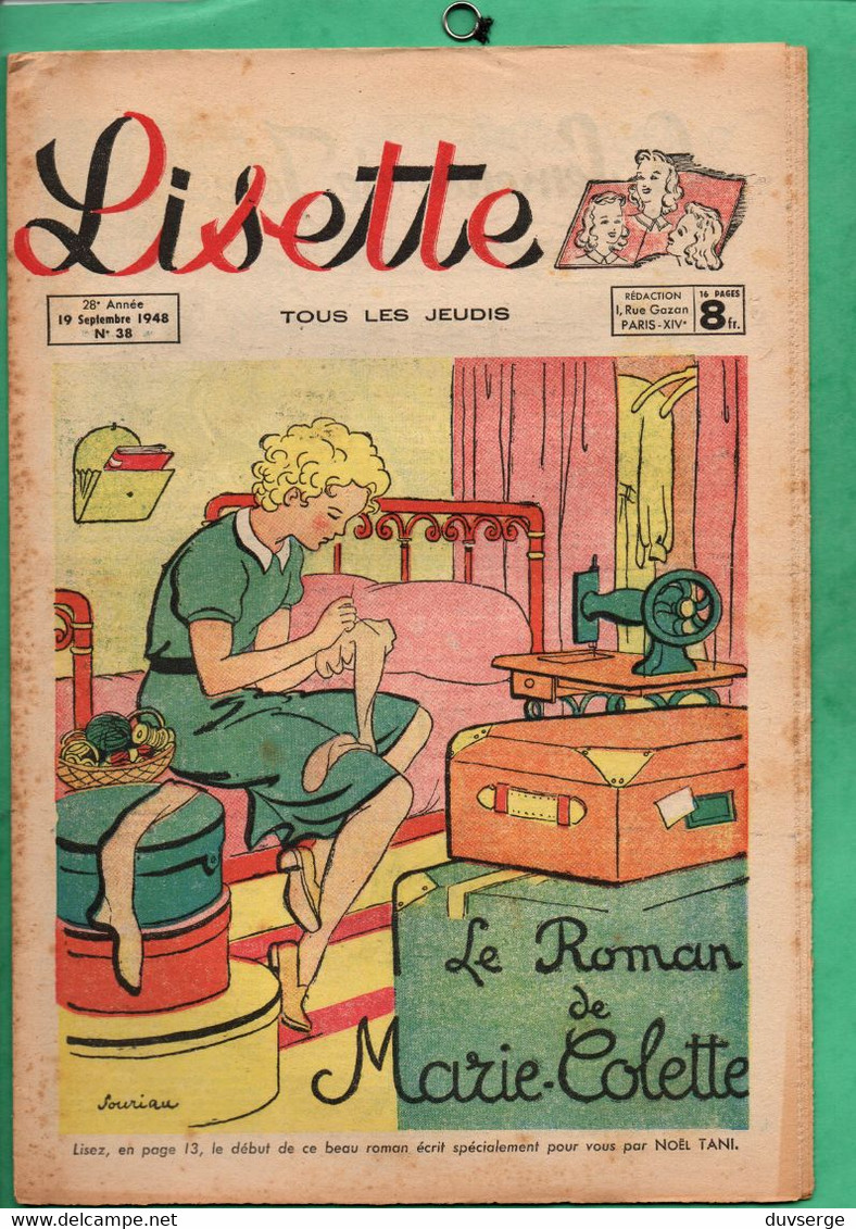 Magazine Lisette  No 38  ( 19 Septembre 1948 ) - Lisette