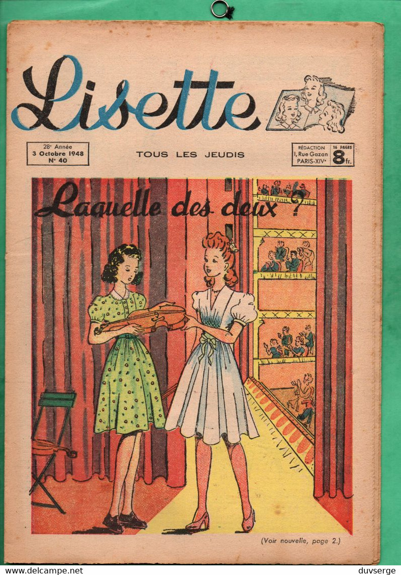 Magazine Lisette  No 40  ( 3 Octobre 1948 ) - Lisette