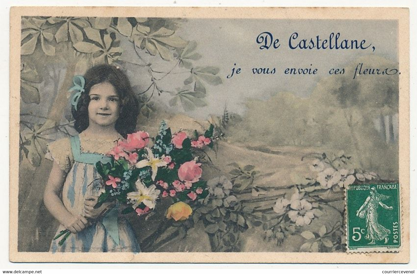 CPA - CASTELLANE (Basses Alpes) - (Fantaisie Passe Partout Avec Repiquage) De Castellane, Je Vous Envoie Ces Fleurs - Castellane