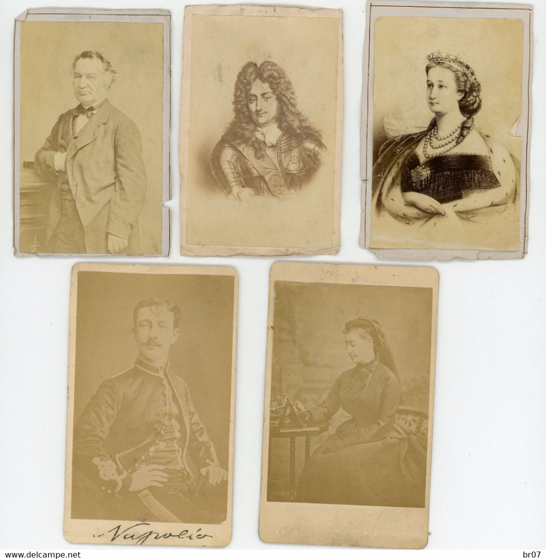 PHOTO X 5 DEBUT XX° 3 PORTRAITS ET 2 GRAVURES A IDENTIFIER 50mm X 80mm - Anciennes (Av. 1900)