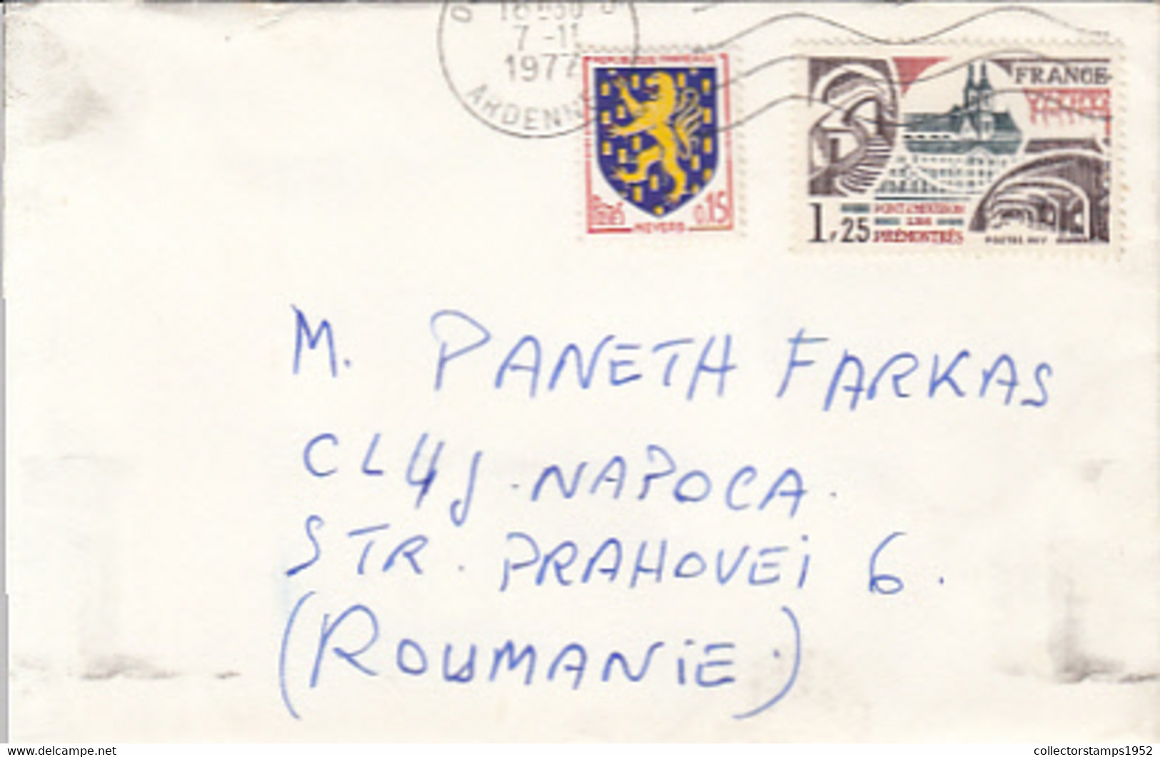 91289- COAT OF ARMS, PONT A MOUSSON TOWN STAMPS ON COVER, 1977, FRANCE - Lettres & Documents