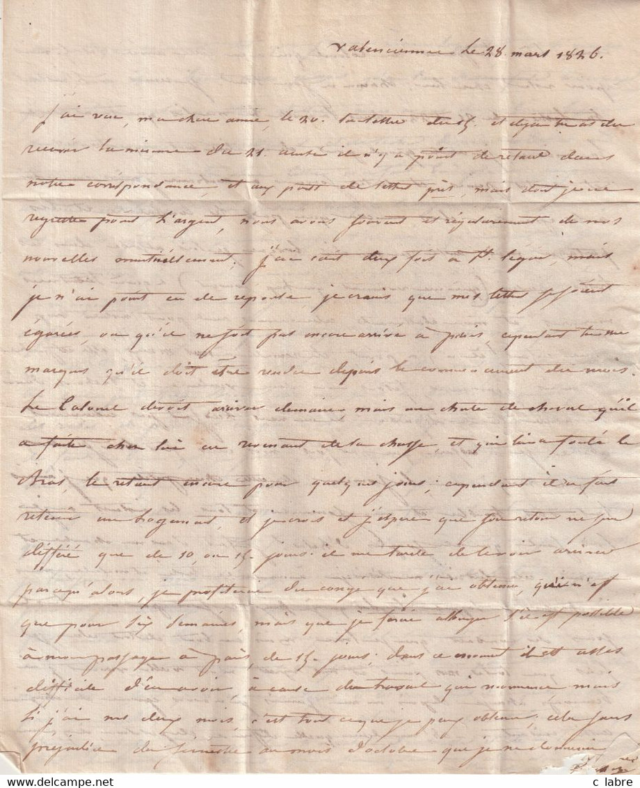 FRANCE : MP . " P .57.P VALENCIENNES " . POUR SAINTES . ADRESSEE A Mme T DE BREMOND D'ARS  . TAXEE . 1826 - 1801-1848: Précurseurs XIX