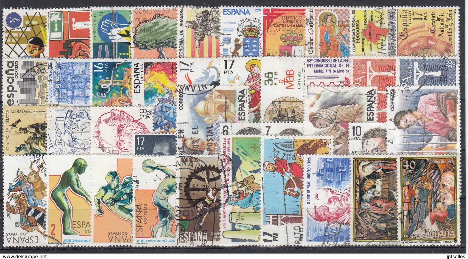 ESPAÑA 1984 Nº 2732/2777 AÑO COMPLETO USADO 40 SELLOS,1 HB - Volledige Jaargang