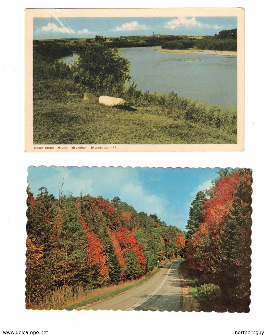 2 Different BRANDON, Manitoba, Canada, 1  PECO WB & 1 Old Chrome Postcard - Brandon