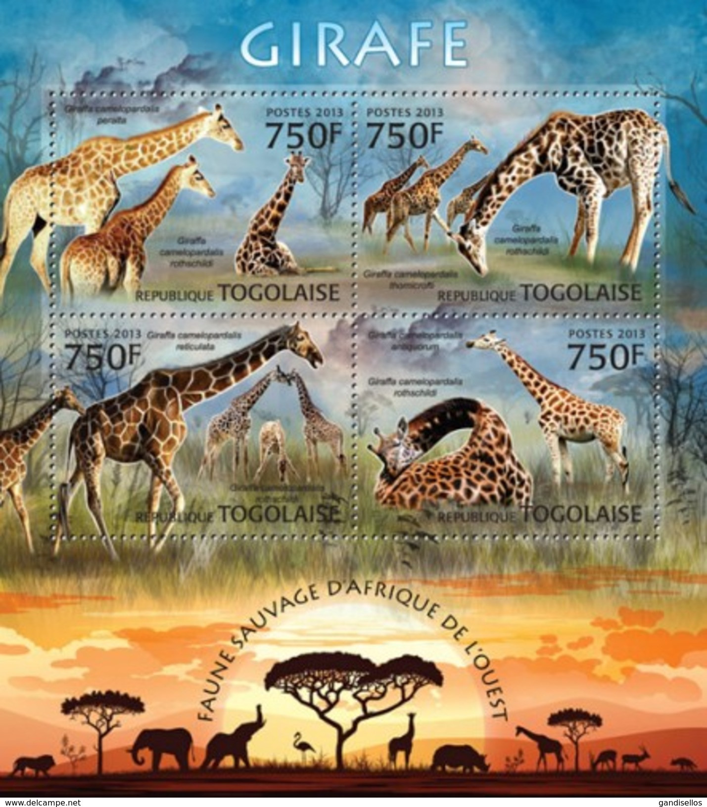 TOGO 2013 SHEET GIRAFFES JIRAFAS WILDLIFE Tg13220a - Togo (1960-...)