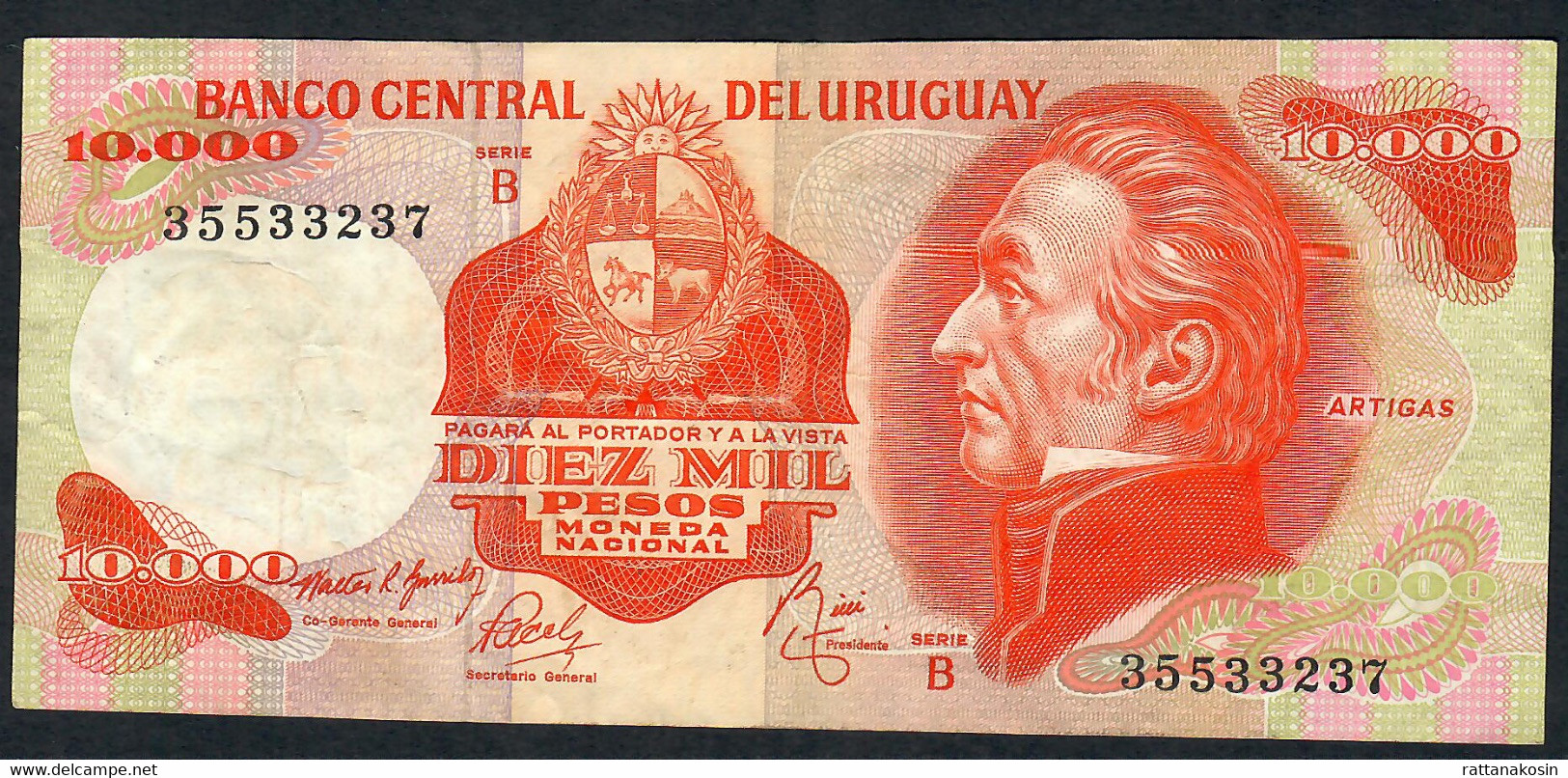 URUGUAY P53b 10000 Or 10.000 PESOS  1979 Serie B     VF    NO P.h. - Uruguay