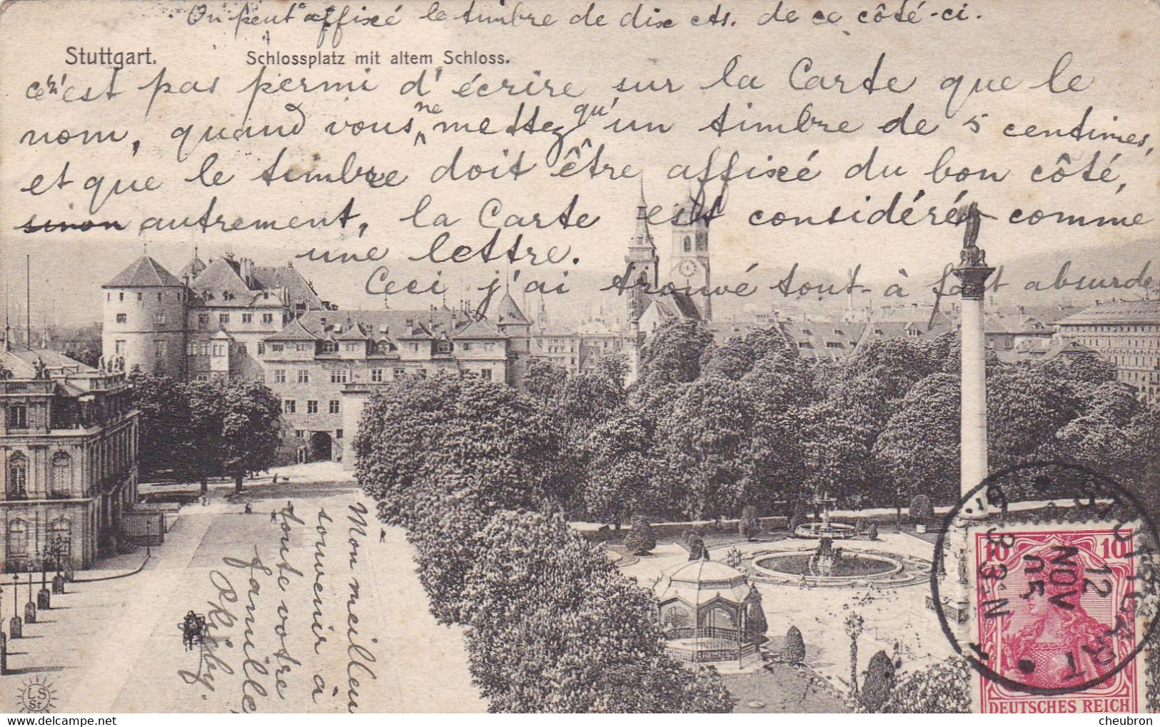 ALLEMAGNE . STUTTGART. SCHLOSSPLATZ MIT ALTEM SCHLOSS .  ANNÉE 1905 +  TEXTE - Stuttgart