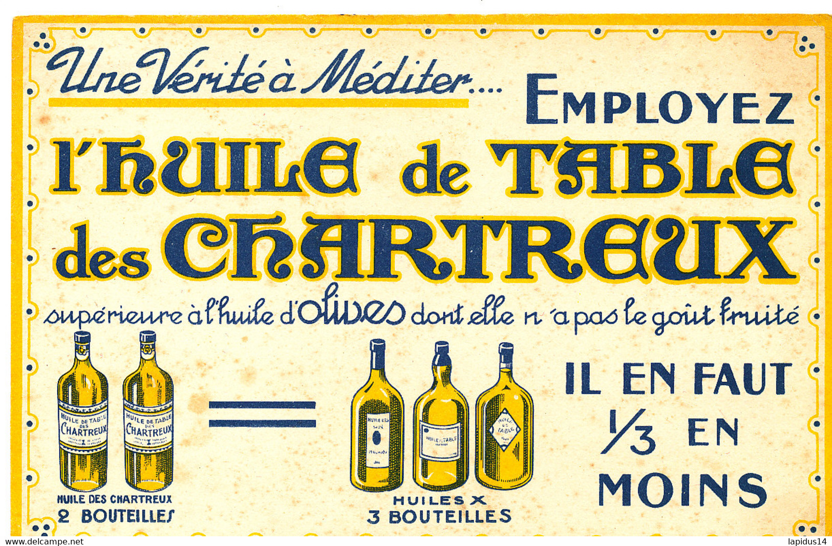 BU 1959 /   BUVARD-   L'HUILE DE TABLE DES CHARTREUX    ( 20,50 Cm X 13,50 Cm) - Liqueur & Bière
