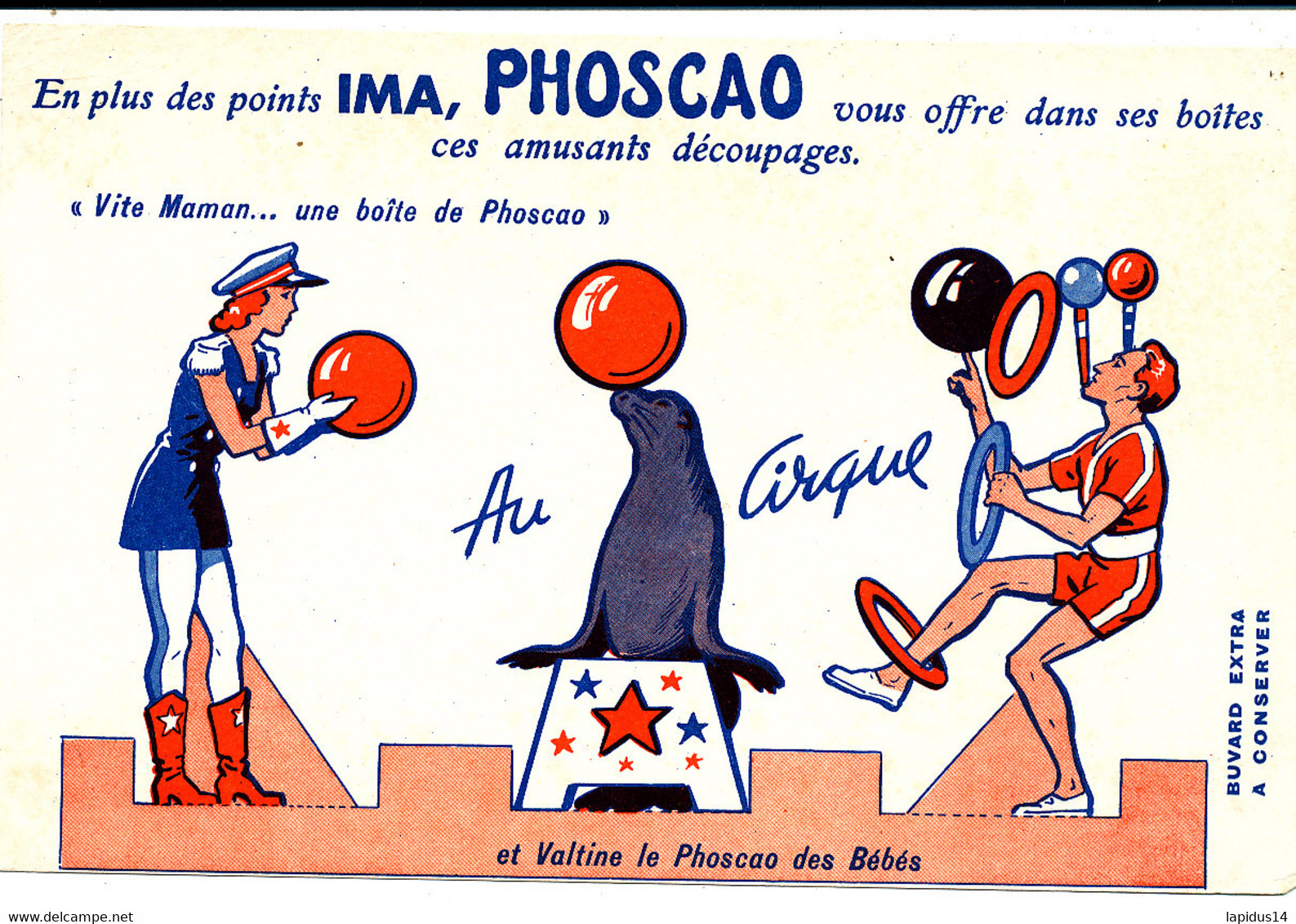 BU 1964 /   BUVARD-  PHOSCAO  AU CIRQUE  (21,00 Cm X 13,50 Cm) - Chocolat