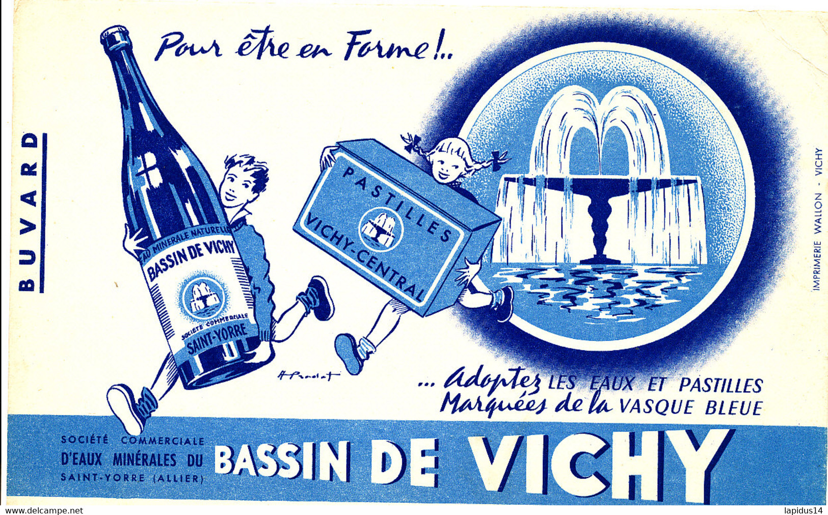 BU 1984 /   BUVARD-     EAU MINERALES  BASSIN DE VICHY    (21,00 Cm X 13,50 Cm) - Limonades