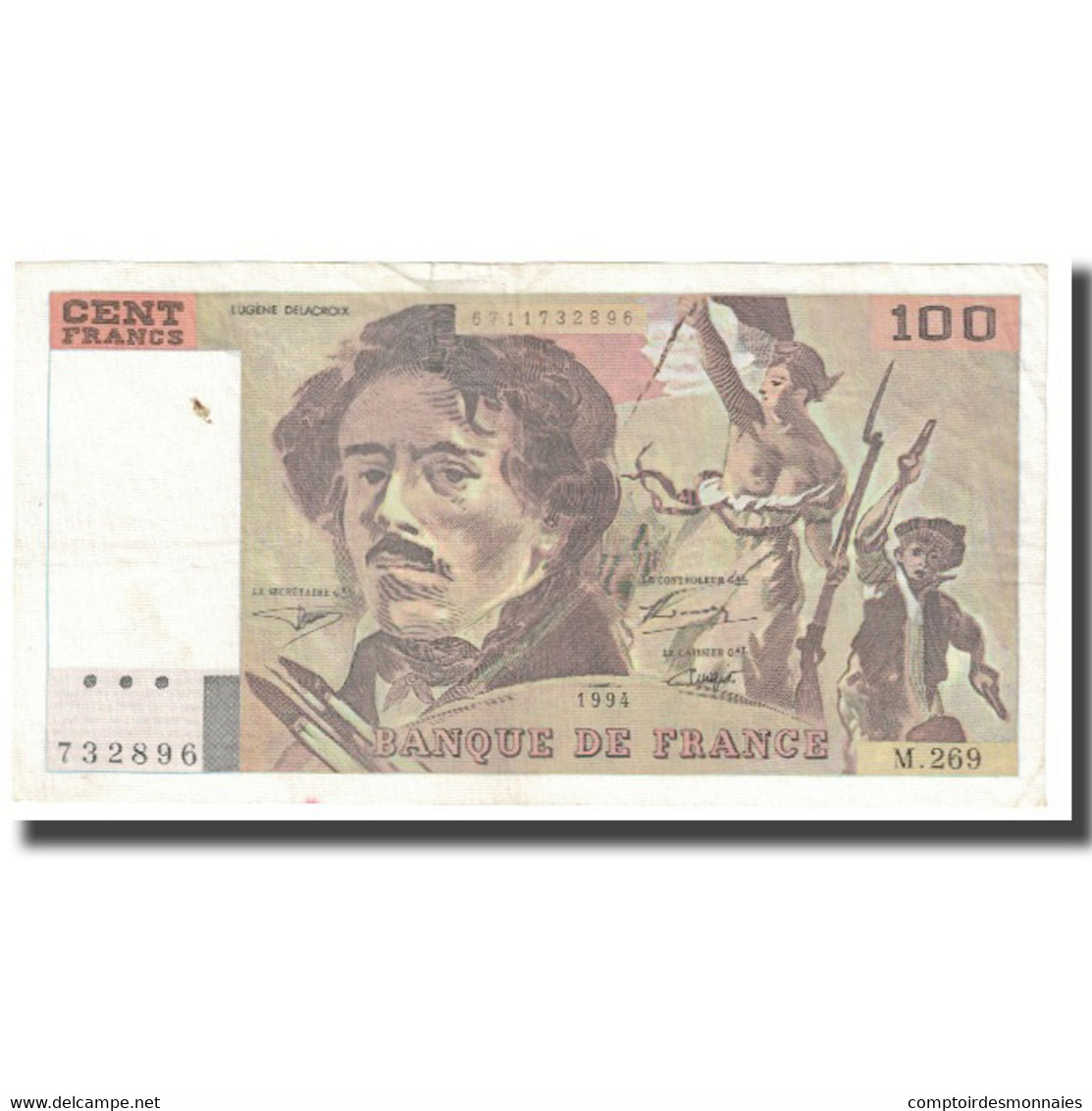 France, 100 Francs, 1994, TTB, Fayette:69ter.01b, KM:154h - 100 F 1978-1995 ''Delacroix''