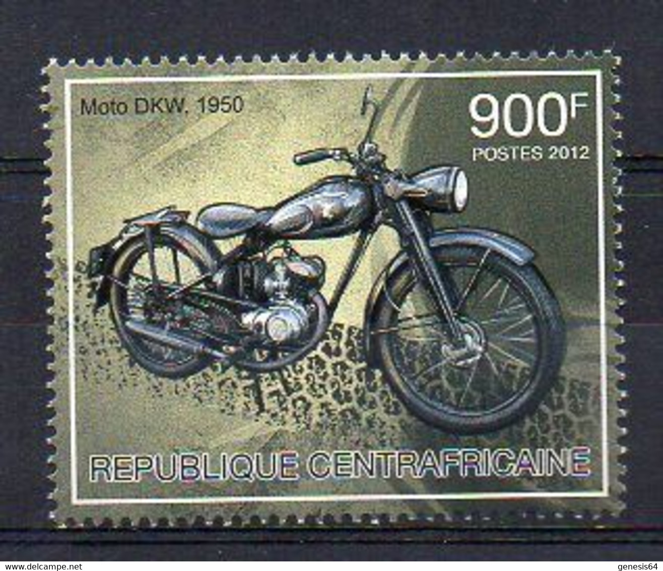 DKW 1950 - Motorcycle Stamp (Central Africa 2012) - MNH (1W2058) - Moto