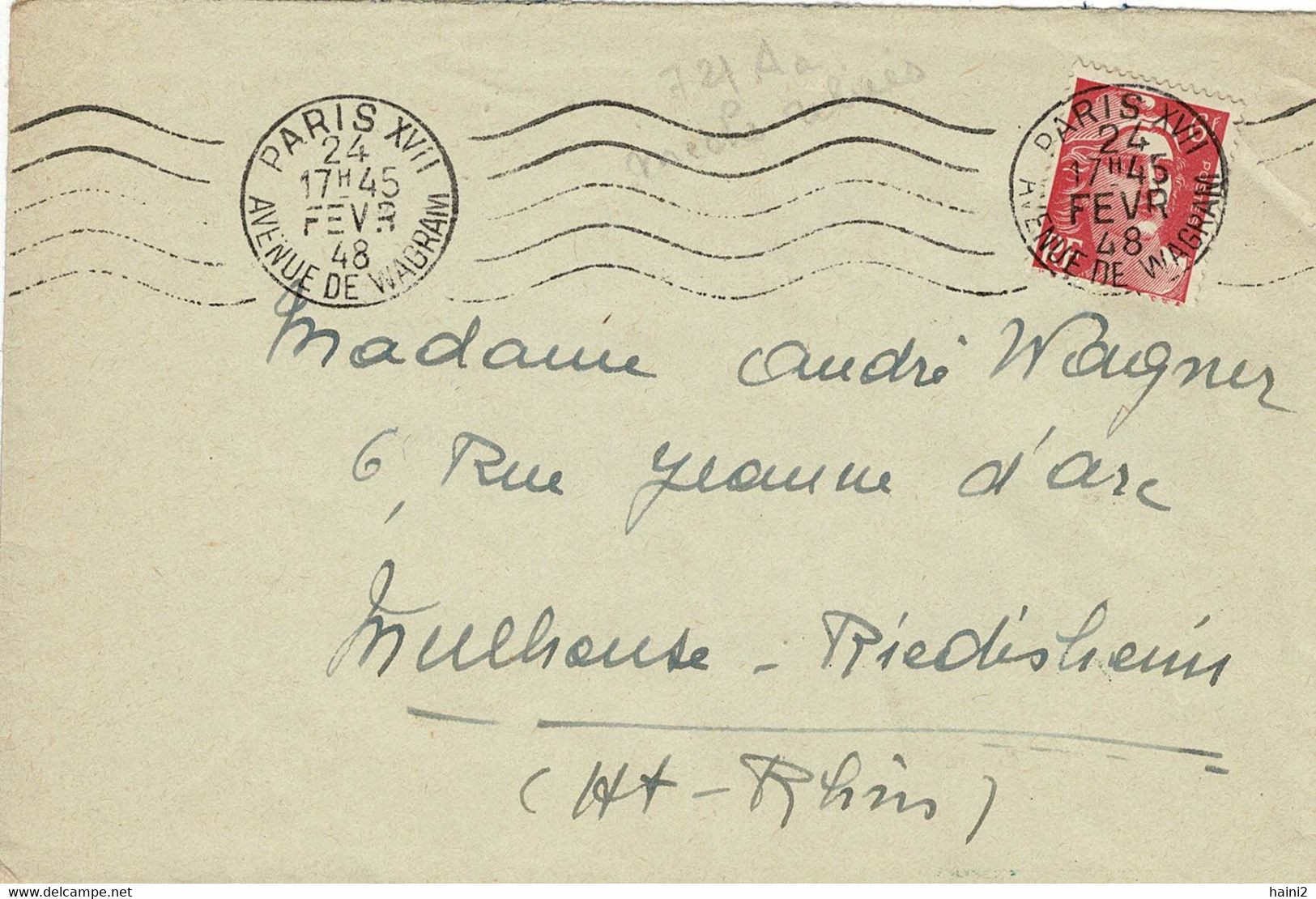 Lettre 24.2.48  Affranchie Gandon 6 Frs Seul Sur Lettre Variété Mèches Reliées  TYPE 721 Aa - Briefe U. Dokumente