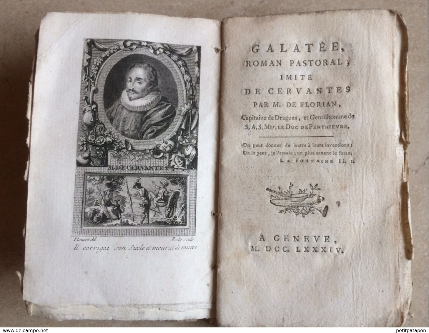 Galatée, Roman Pastoral Imité De Cervantes Par M. De Florian. Genève. 1784 - 1701-1800