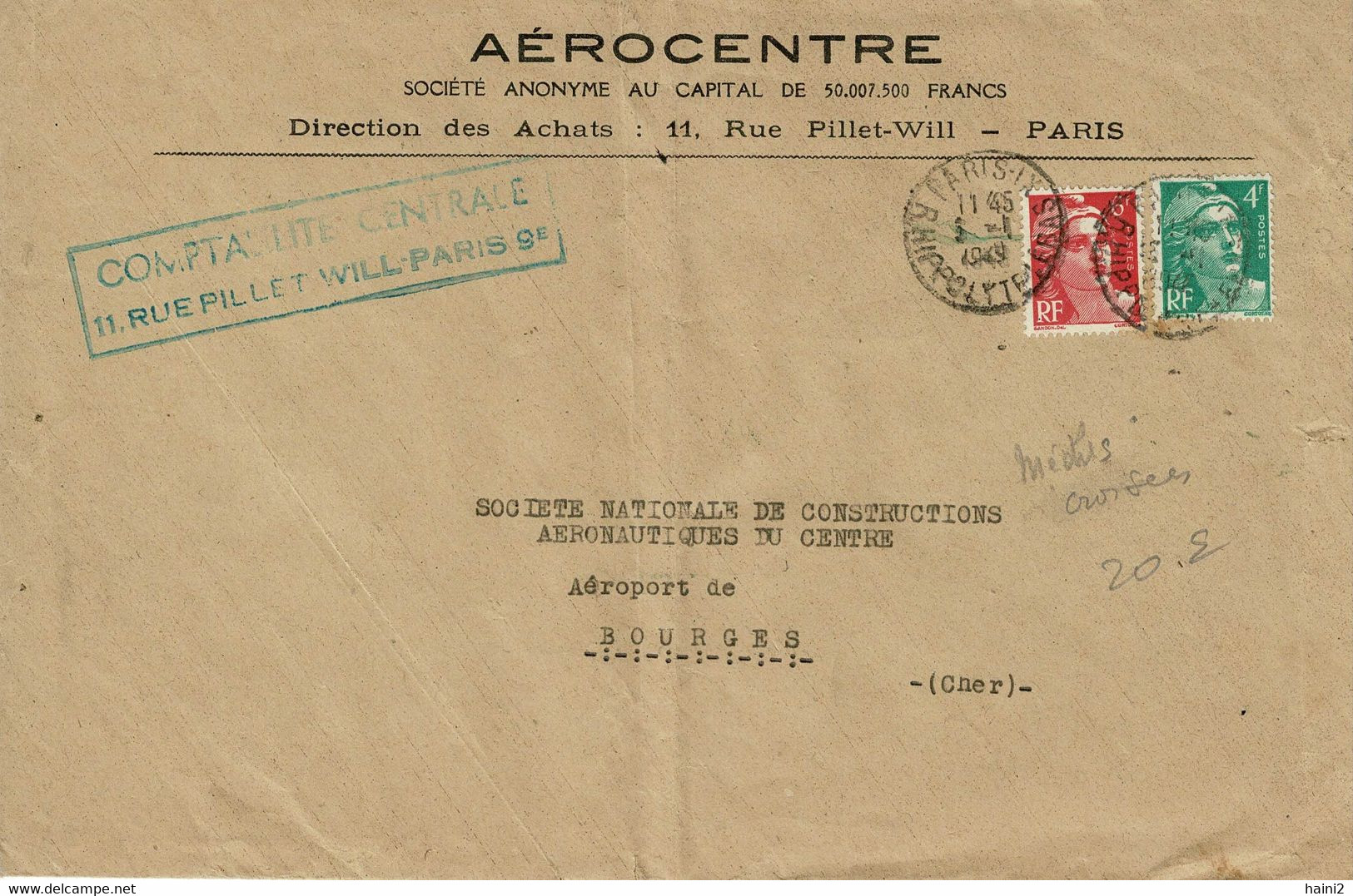 Lettre 3.1.49 VariétéGANDON Mèches Croisèes - Briefe U. Dokumente