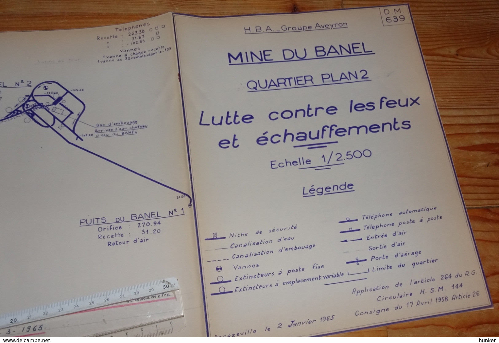 DECAZEVILLE Aveyron Plan Mine Du BANEL Incendie Feu Mines 1965 Mineurs Charbon - Autres Plans