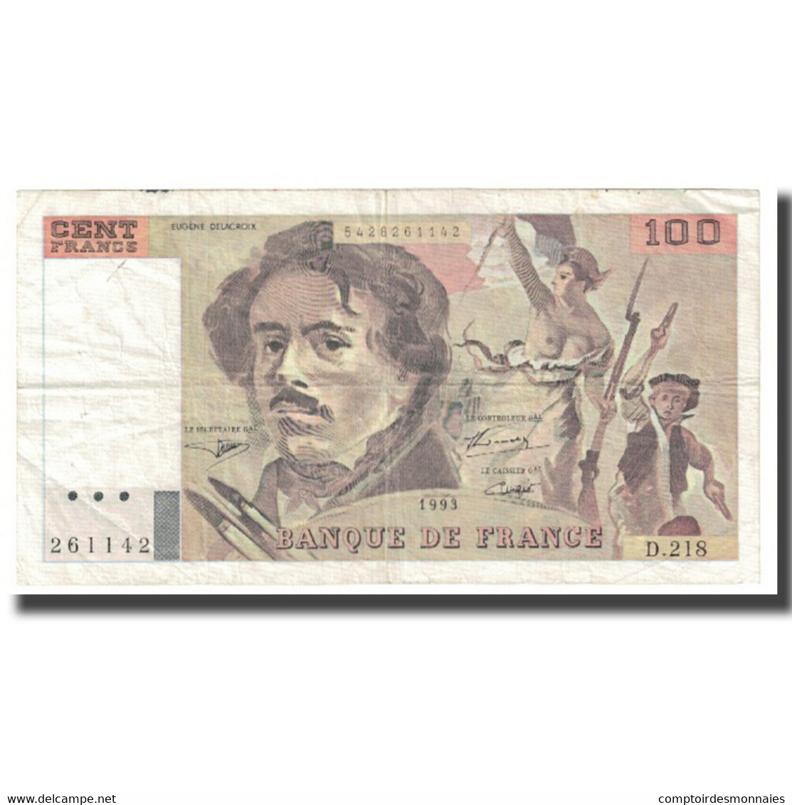 France, 100 Francs, 1993, TTB, Fayette:69bis.5, KM:154g - 100 F 1978-1995 ''Delacroix''