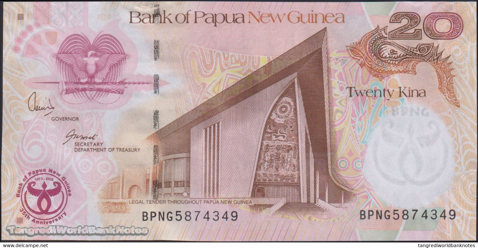 TWN - PAPUA NEW GUINEA 36a - 20 Kina 2008 35th Ann. Bank Of PNG - Prefix BPNG - Signatures: Bakani & Tossali AU - Papua Nuova Guinea