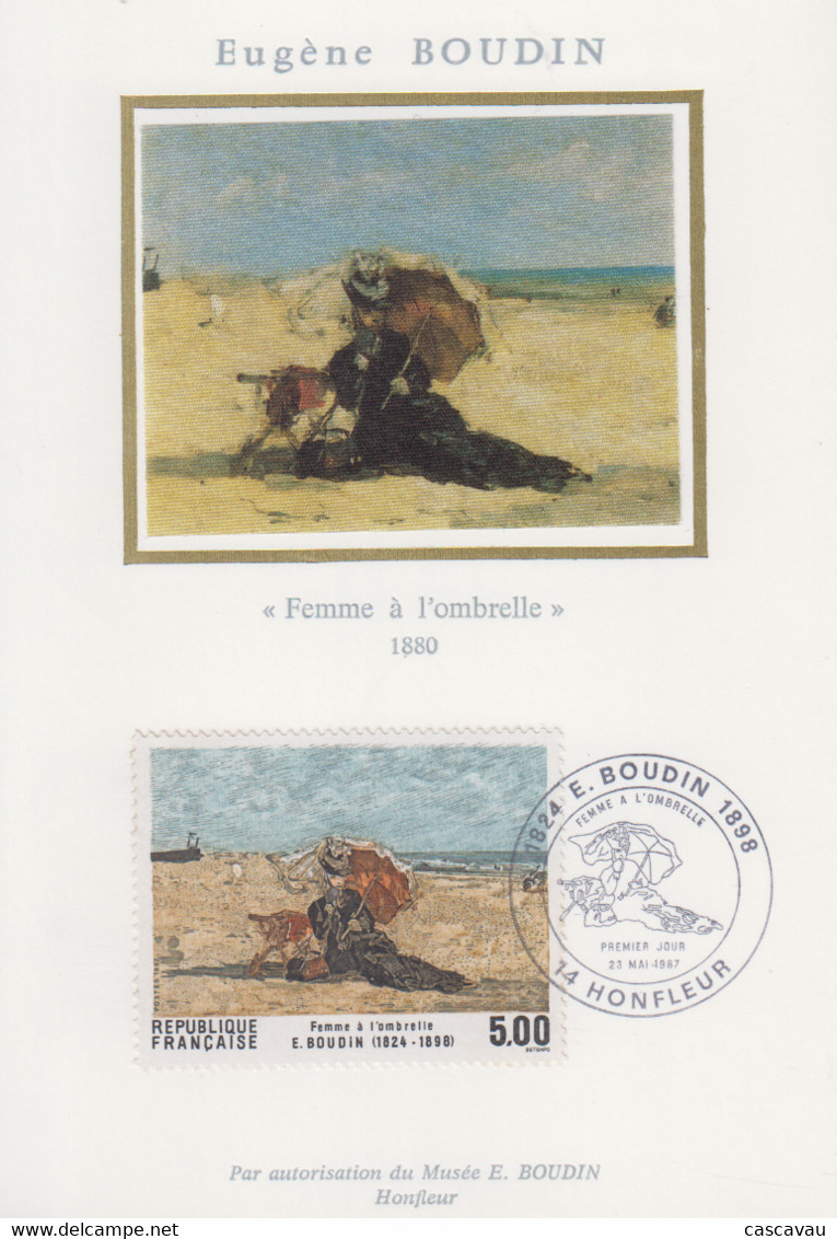 Carte  Maximum  1er  Jour   FRANCE   Oeuvre  De   Eugéne   BOUDIN     HONFLEUR   1987 - Impressionismo