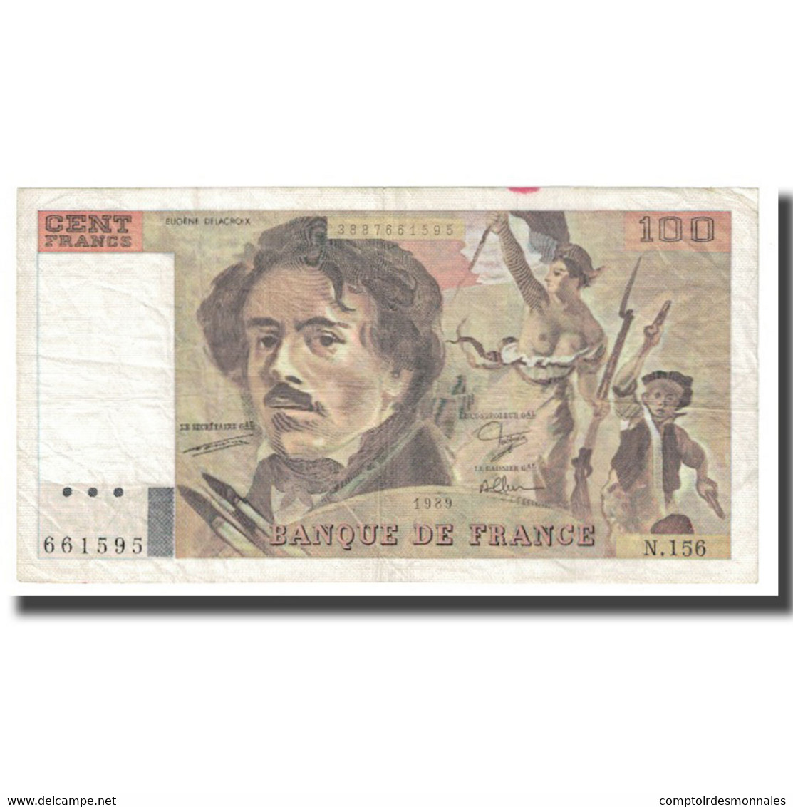 France, 100 Francs, 1989, TTB, Fayette:69.13d), KM:154d - 100 F 1978-1995 ''Delacroix''